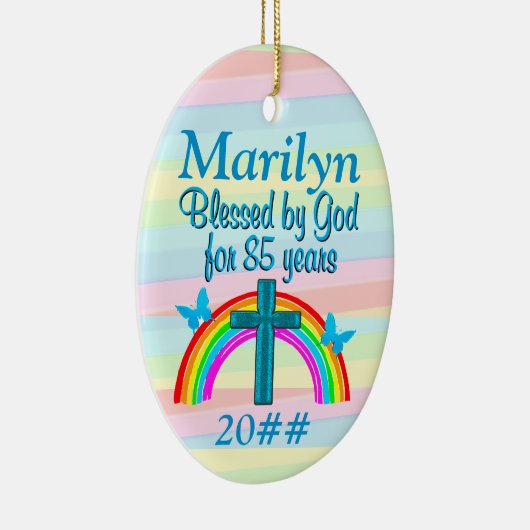 CHRISTELIJK 85E VERJAARDAG GEPERSONALISEERD ORNAME KERAMISCH ORNAMENT (Rechts)