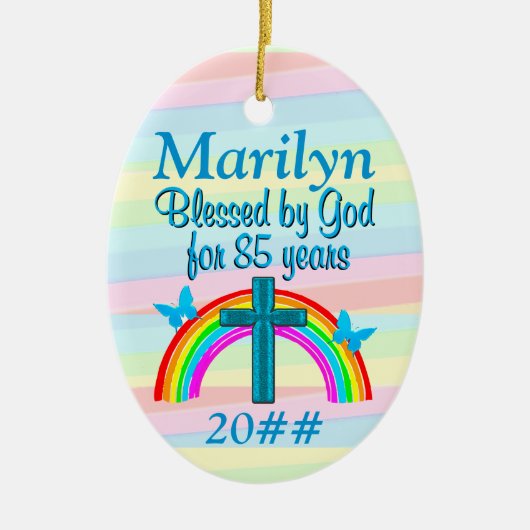 CHRISTELIJK 85E VERJAARDAG GEPERSONALISEERD ORNAME KERAMISCH ORNAMENT (Voorkant)