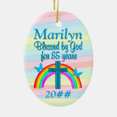 CHRISTELIJK 85E VERJAARDAG GEPERSONALISEERD ORNAME KERAMISCH ORNAMENT (Achterkant)