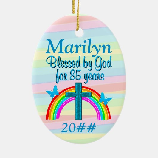 CHRISTELIJK 85E VERJAARDAG GEPERSONALISEERD ORNAME KERAMISCH ORNAMENT (Achterkant)