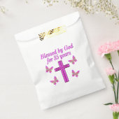 CHRISTELIJK 85E VERJAARDAG ROZE KRUISONTWERP BEDANKZAKJE (Gezegeld)