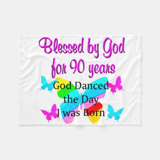 CHRISTELIJK 90 JAAR OUD FLEECE DEKEN (Voorkant (Horizontaal))