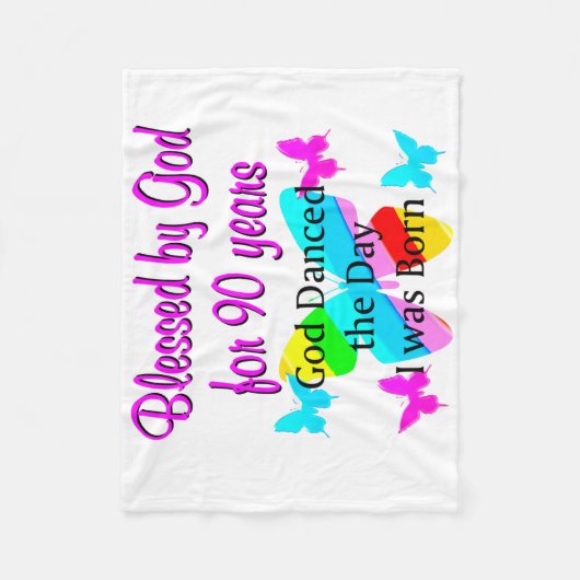 CHRISTELIJK 90 JAAR OUD FLEECE DEKEN (Voorkant)