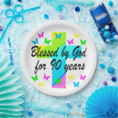 CHRISTELIJK 90E VERJAARDAGSGEBEDSONTWERP PAPIEREN BORDJE (Feest)