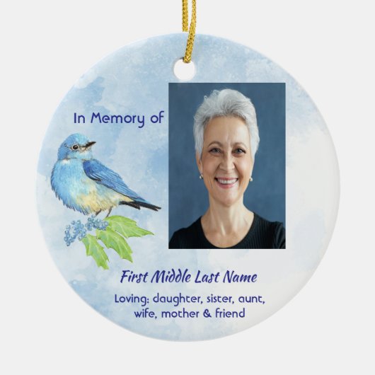 Christelijk aandenken blauwe vogeltuin vogel keramisch ornament (Voorkant)