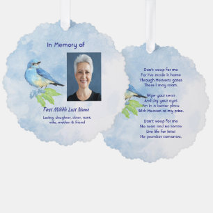 Christelijk aandenken blauwe vogeltuin vogel ornament kaart