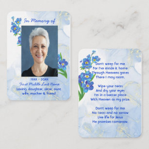 Christelijk aandenken Forget me Not" Bloemen Visitekaartje