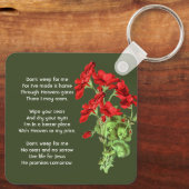 Christelijk Aandenken Geranium Bloem Sleutelhanger (Achterkant)