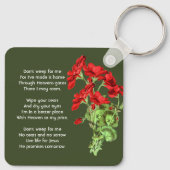 Christelijk Aandenken Geranium Bloem Sleutelhanger (Achterkant)