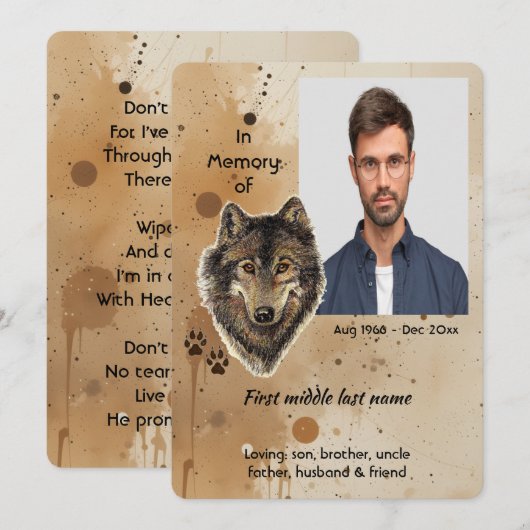 Christelijk Aandenken Wolf Wolven Dier Kaart (Voorkant / Achterkant)