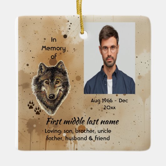 Christelijk Aandenken Wolf Wolven Dier Keramisch Ornament (Voorkant)