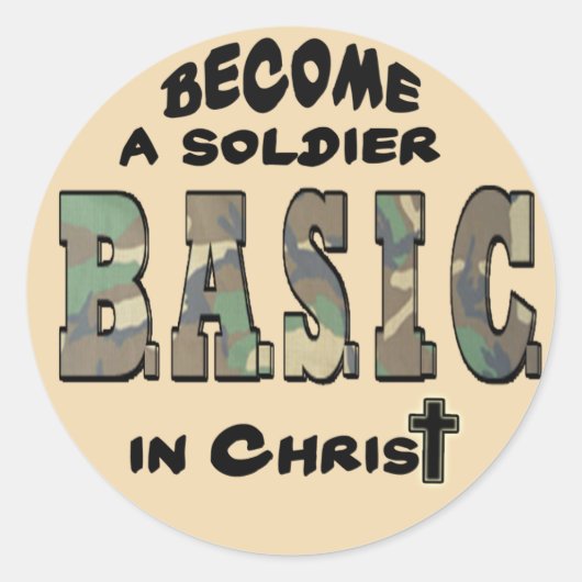 CHRISTELIJK ACRONIEM - SOLDAAT IN CHRIST RONDE STICKER (Voorkant)