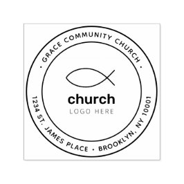 Christelijk adres van leverancier van kerkpost zelfinktende stempel