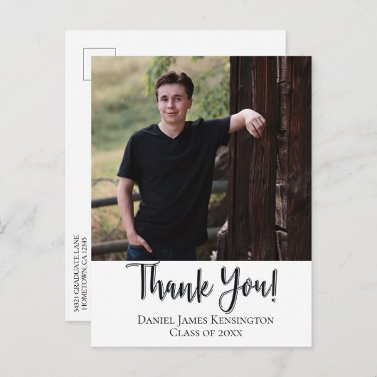 Christelijk Afstuderen Bedankt Typografie Briefkaart (Voorkant / Achterkant)