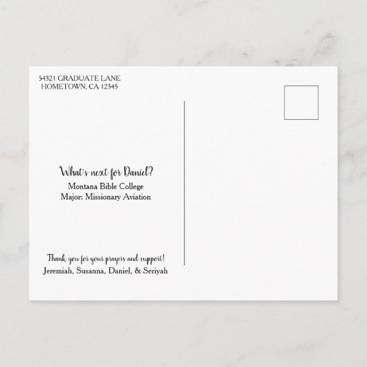 Christelijk Afstuderen Bedankt Typografie Briefkaart (Achterkant)