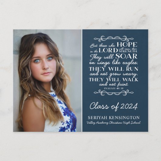 Christelijk Afstuderen Bijbel Verse Isaiah Foto: Briefkaart (Voorkant)