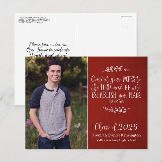 Christelijk Afstuderen Bijbel Verse Typografie | R Briefkaart (Voorkant / Achterkant)