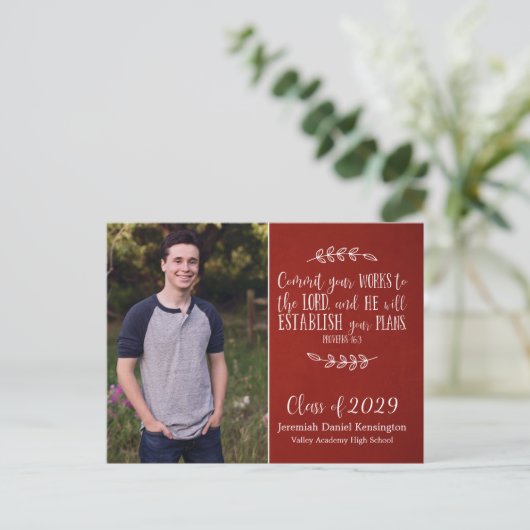 Christelijk Afstuderen Bijbel Verse Typografie | R Briefkaart (Staand voorkant)