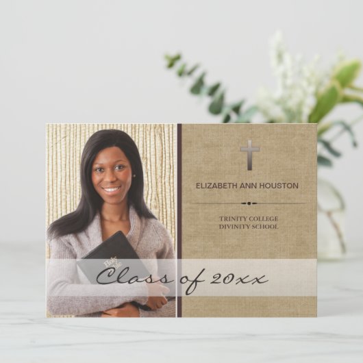 Christelijk Afstuderen Foto aankondiging (Staand voorkant)