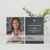 Christelijk Afstuderen Fotoaankondiging zwart Kaart (Staand voorkant)