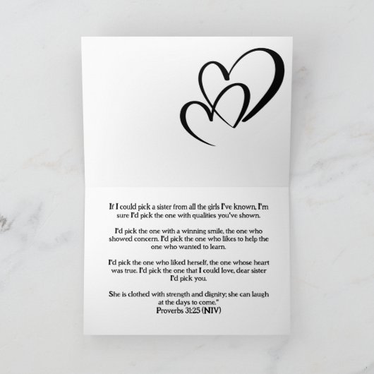 Christelijk Afstuderen Kaart voor zus (Binnen)