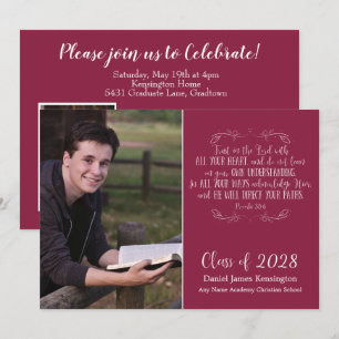 Christelijk Afstuderen Verse Burgundy Foto Kaart