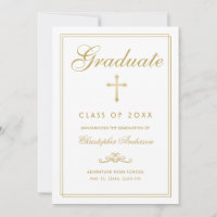 Christelijk Afstuderen White Gold Cross-script