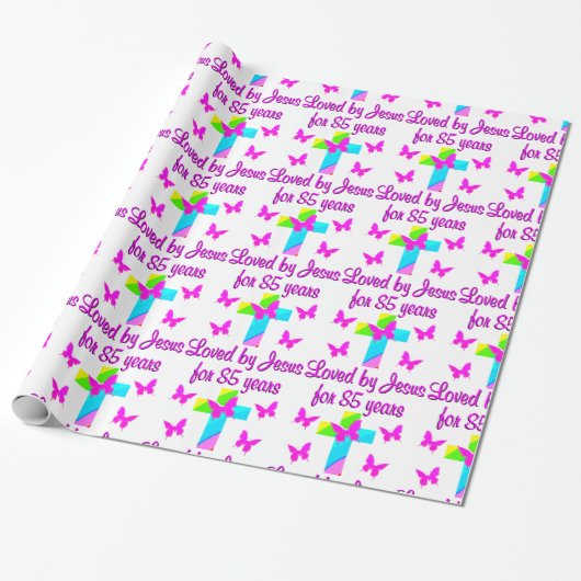 CHRISTELIJK AL 85 JAAR GELIEFD BIJ JEZUS CADEAUPAPIER (Uitgerold)