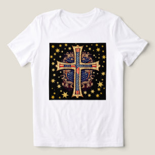 Christelijk Amerikaans Kruis Tri-Blend Shirt