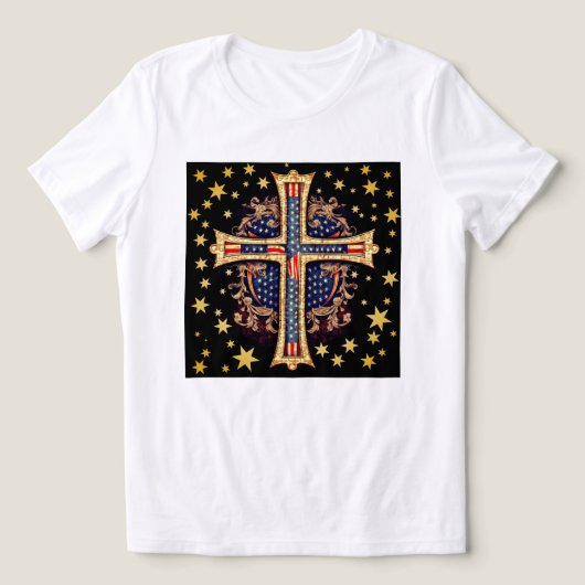 Christelijk Amerikaans Kruis Tri-Blend Shirt (Design voorkant)