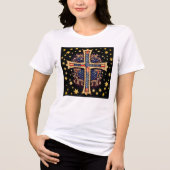 Christelijk Amerikaans Kruis Tri-Blend Shirt (Voorkant)