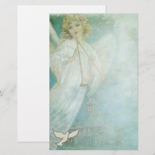 Christelijk Angel Dove Briefpapier (Voorkant / Achterkant)