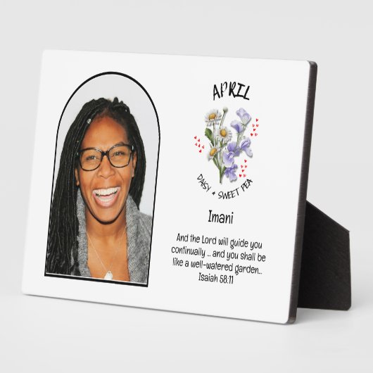 Christelijk APRIL Geboortemaand Bloemnaam FOTO Fotoplaat (Zijkant)