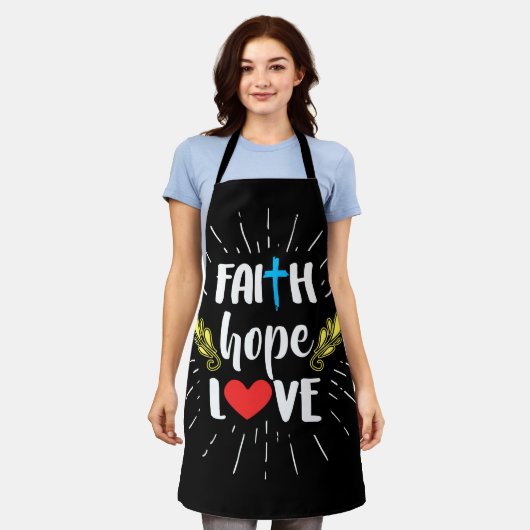 Christelijk Apron - Faith Hope Love Schort (Gedragen)