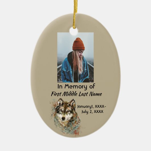 Christelijk aquarel wolf aandenken ornament (Voorkant)