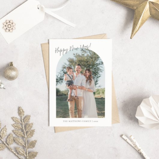 Christelijk Arch Photo Script Gelukkig Nieuwjaar Feestdagenkaart