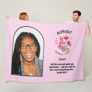 Christelijk AUGUSTUS Geboortemaand Bloemnaam FOTO Fleece Deken