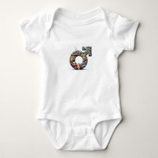 Christelijk, Baby Boy Onsie met speels mannensymbo Romper