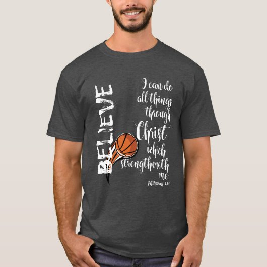 Christelijk Basketbal w / I kan alles doen Verse T-shirt (Voorkant)