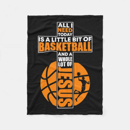 Christelijk basketbalkruis fleece deken (Voorkant)