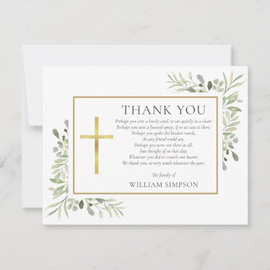 Christelijk begrafenis groen gedicht bedankkaart (Voorkant)