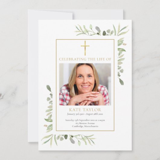 Christelijk Begrafenisprogramma met Bloemen en Geb Kaart (Voorkant)