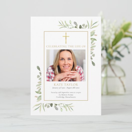 Christelijk Begrafenisprogramma met Bloemen en Geb Kaart (Staand voorkant)