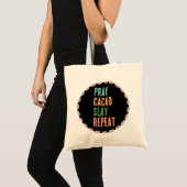 CHRISTELIJK BID CACAO SLAY REPEAT TOTE BAG (Voorkant (product))
