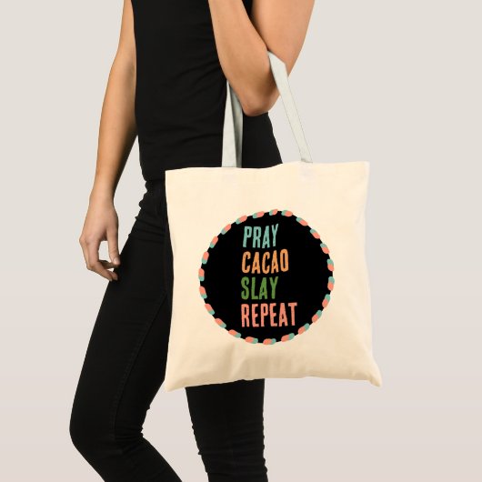 CHRISTELIJK BID CACAO SLAY REPEAT TOTE BAG (Voorkant (product))