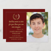 Christelijk Bijbelse foto Maroon Boy Afstuderen Aankondiging (Voorkant / Achterkant)