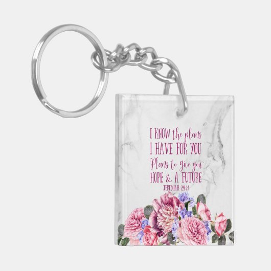 Christelijk Bijbelvers  Bloemenmarmer Foto Sleutelhanger (Voorkant Links)