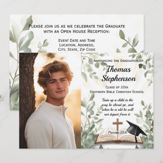 Christelijk Bijbelvers Foto Afstuderen Kaart (Voorkant / Achterkant)