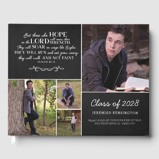 Christelijk Bijbelvers Fotocollage Afstuderen Gastenboek (Voorkant)