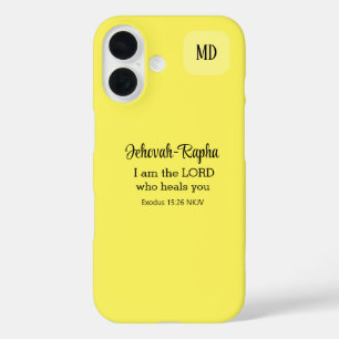 Christelijk Bijbelvers Geel Monogram iPhone 16 Hoesje
